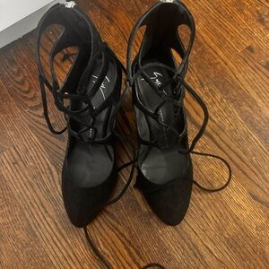 Giuseppe Zanotti Black Lace-Up Heels
